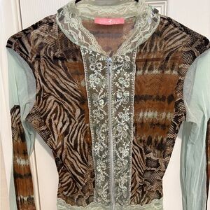 Elegant Long Sleeve Animal Print Dress